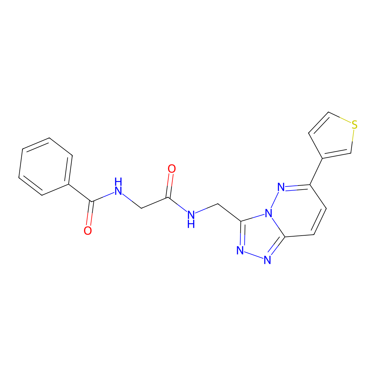 N-(2-oxo-2-(((6-(thiophen-3-yl)-[1,2,4]triazolo[4,3-b]pyridazin-3-yl)methyl)amino)ethyl)benzamide molecular structure, CAS 1903426-09-4