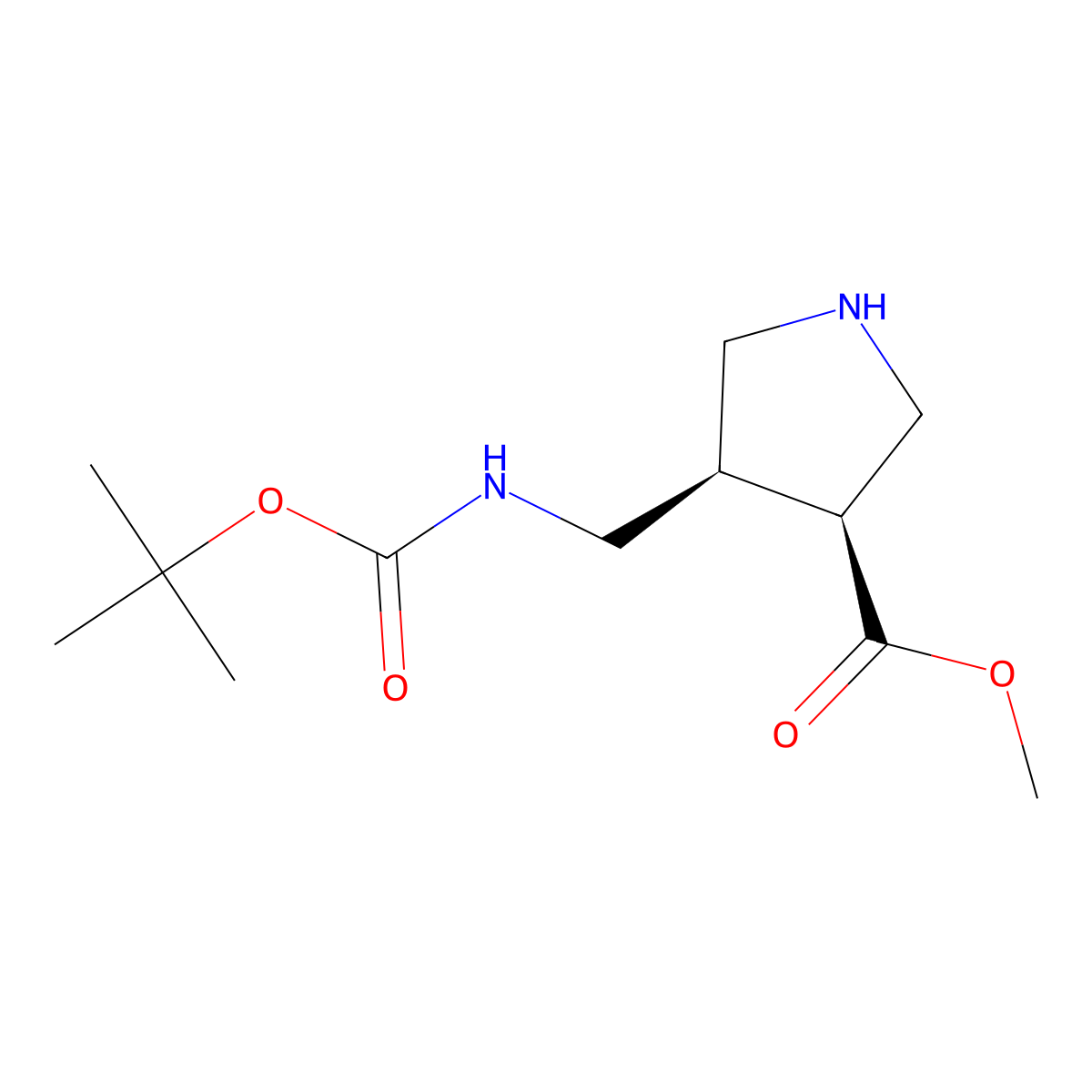 cis-Methyl 4-[(tert-butoxycarbonylamino)methyl]pyrrolidine-3-carboxylate molecular structure, CAS 1903430-77-2