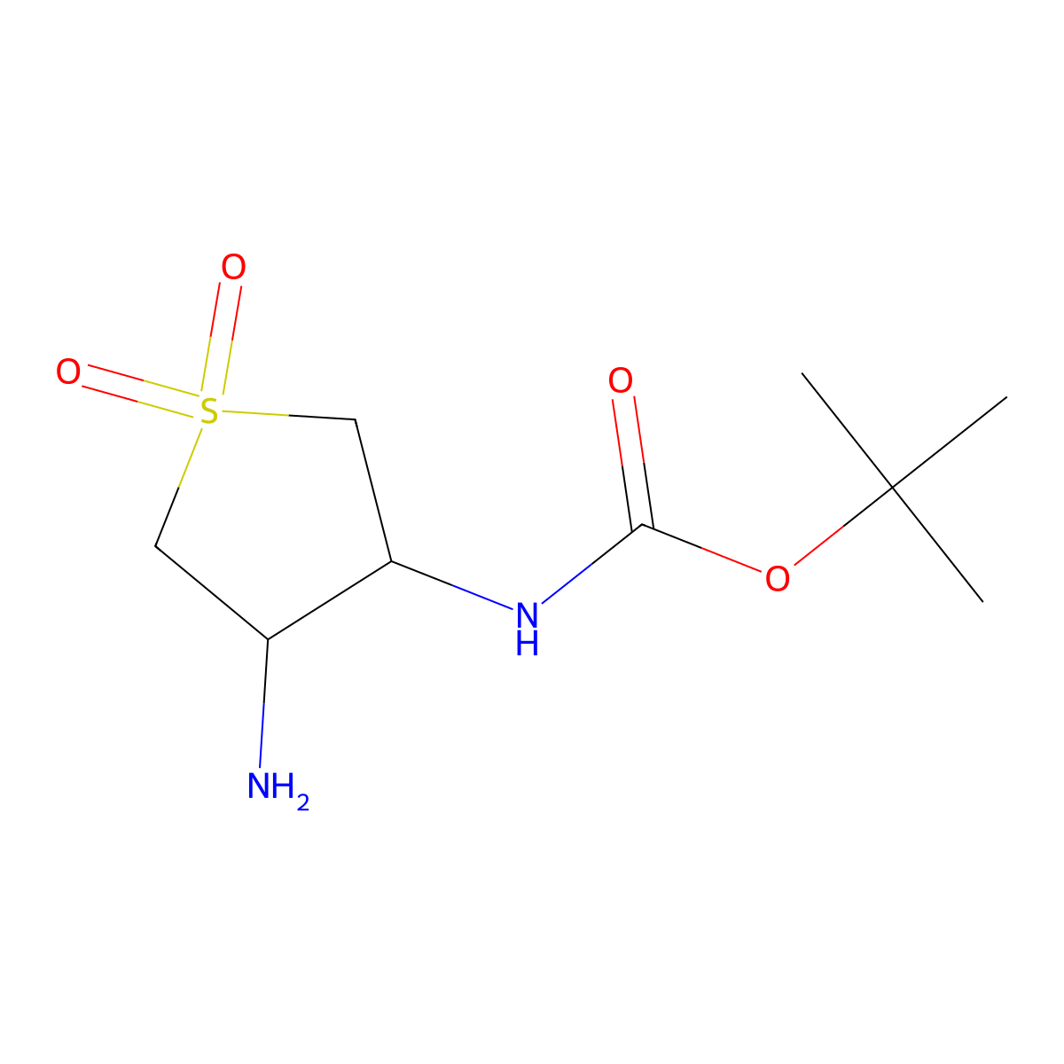 Tert-butyl [cis-4-amino-1,1-dioxidotetrahydro-3-thienyl]carbamate molecular structure, CAS 1903431-97-9