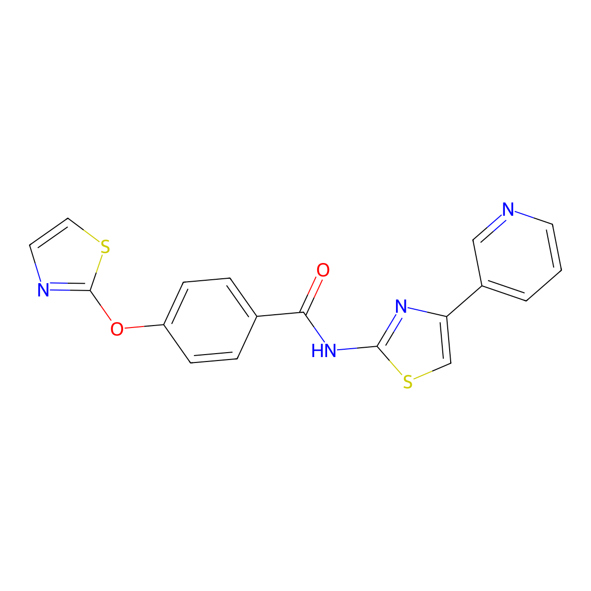 N-[4-(pyridin-3-yl)-1,3-thiazol-2-yl]-4-(1,3-thiazol-2-yloxy)benzamide molecular structure, CAS 1903432-79-0