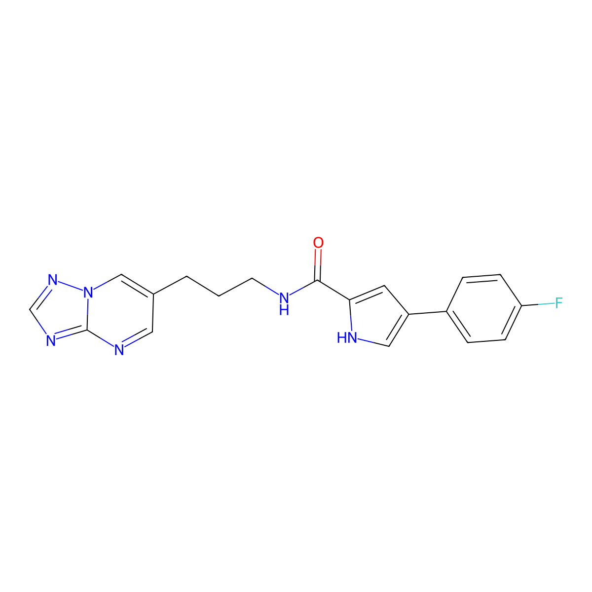 N-(3-([1,2,4]triazolo[1,5-a]pyrimidin-6-yl)propyl)-4-(4-fluorophenyl)-1H-pyrrole-2-carboxamide molecular structure, CAS 1903433-20-4
