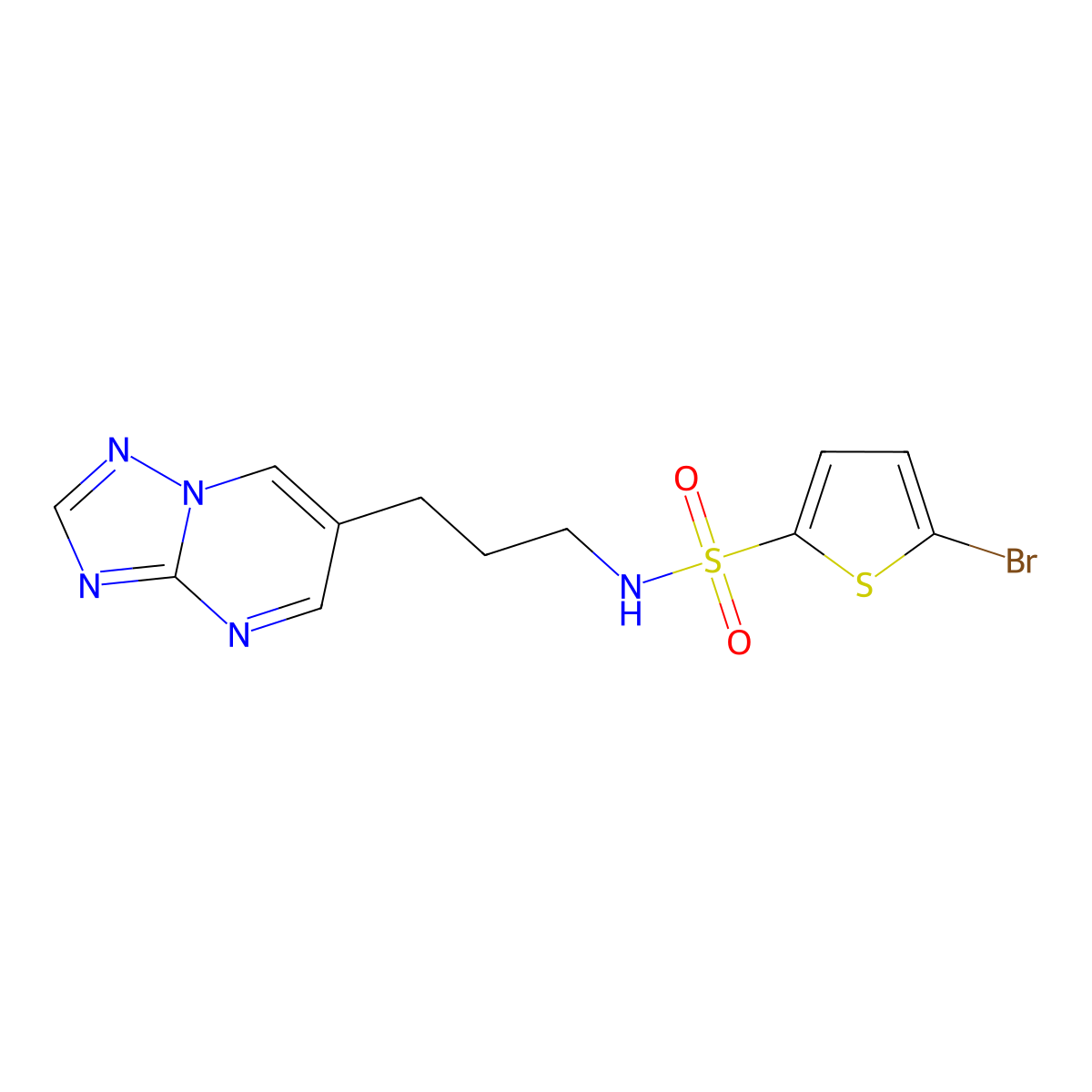 N-(3-([1,2,4]triazolo[1,5-a]pyrimidin-6-yl)propyl)-5-bromothiophene-2-sulfonamide molecular structure, CAS 1903433-56-6