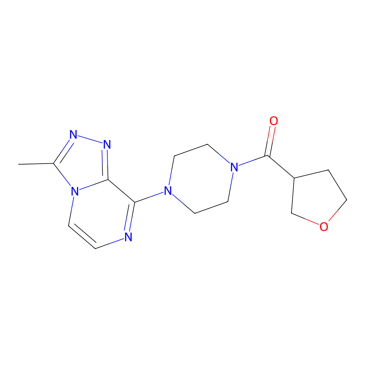 (4-(3-Methyl-[1,2,4]triazolo[4,3-a]pyrazin-8-yl)piperazin-1-yl)(tetrahydrofuran-3-yl)methanone molecular structure, CAS 1903433-75-9
