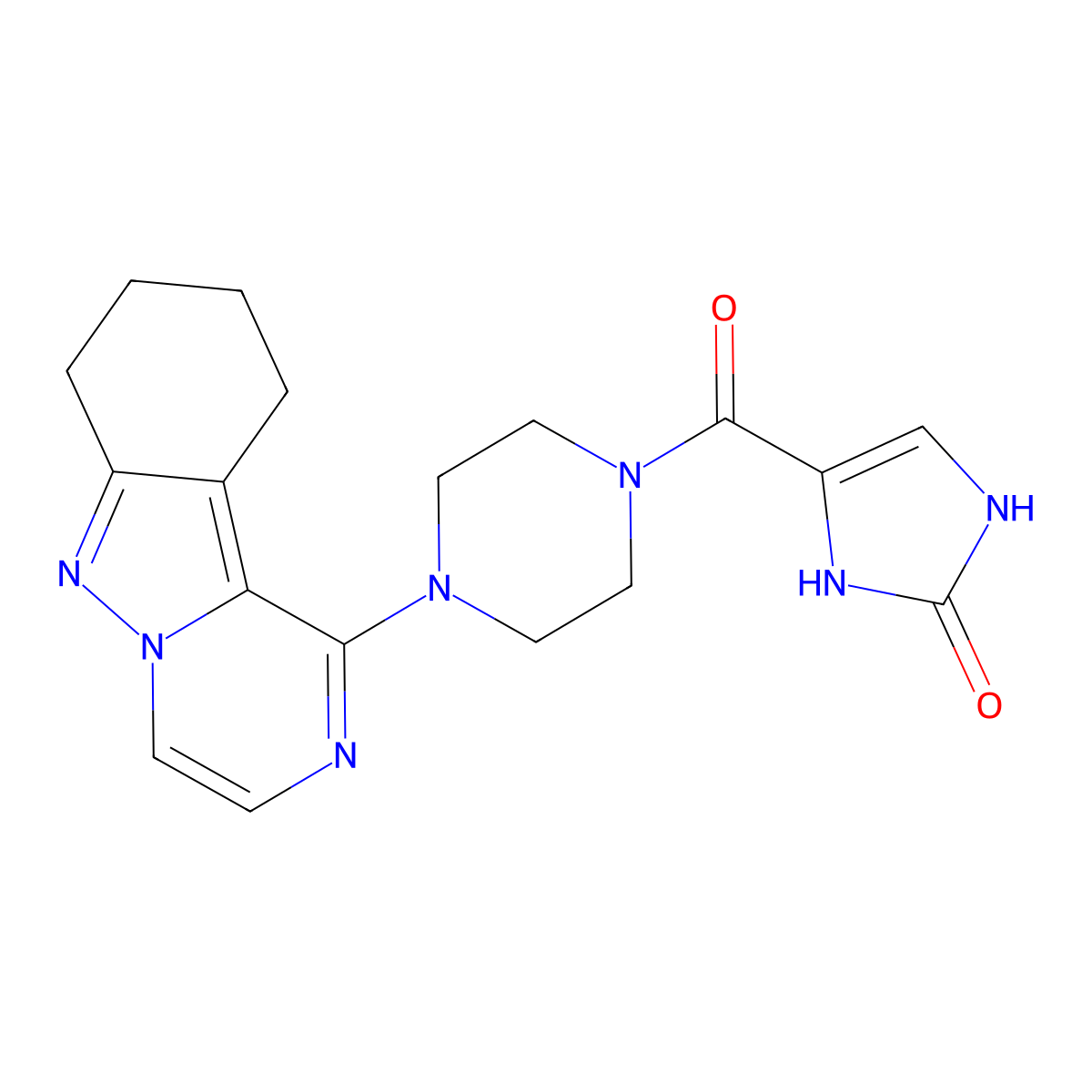 4-(4-(7,8,9,10-tetrahydropyrazino[1,2-b]indazol-1-yl)piperazine-1-carbonyl)-1H-imidazol-2(3H)-one molecular structure, CAS 1903434-36-5