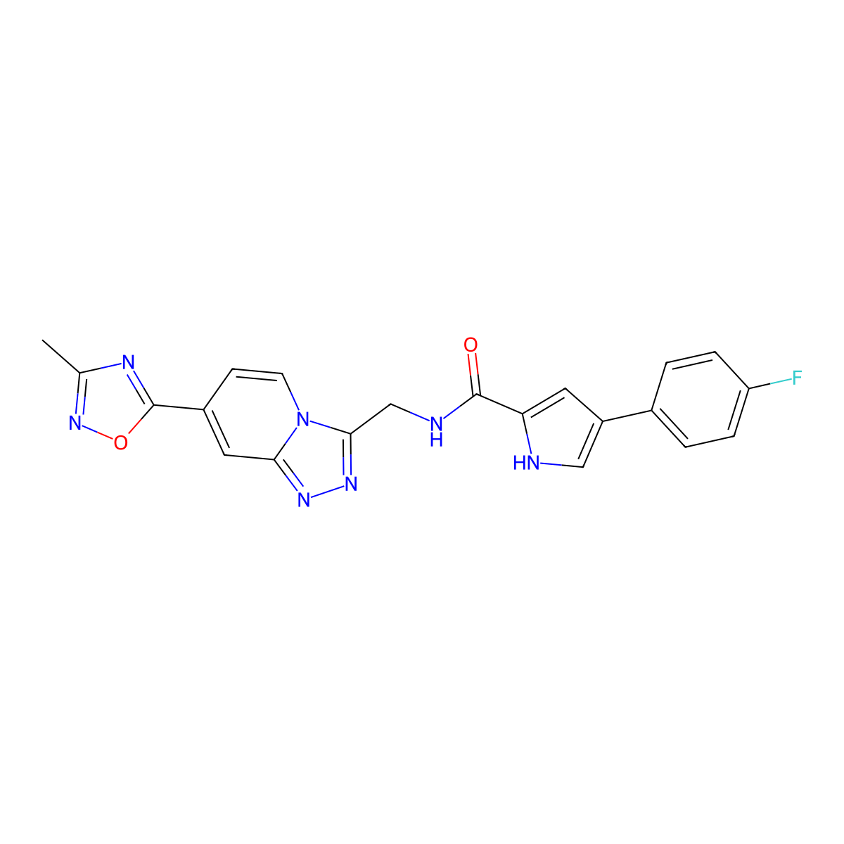 4-(4-fluorophenyl)-N-((7-(3-methyl-1,2,4-oxadiazol-5-yl)-[1,2,4]triazolo[4,3-a]pyridin-3-yl)methyl)-1H-pyrrole-2-carboxamide molecular structure, CAS 1903434-68-3
