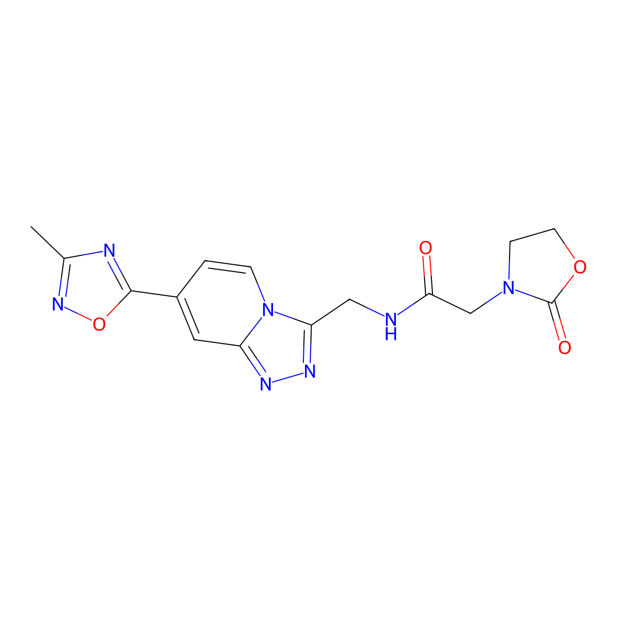 N-((7-(3-methyl-1,2,4-oxadiazol-5-yl)-[1,2,4]triazolo[4,3-a]pyridin-3-yl)methyl)-2-(2-oxooxazolidin-3-yl)acetamide molecular structure, CAS 1903434-72-9