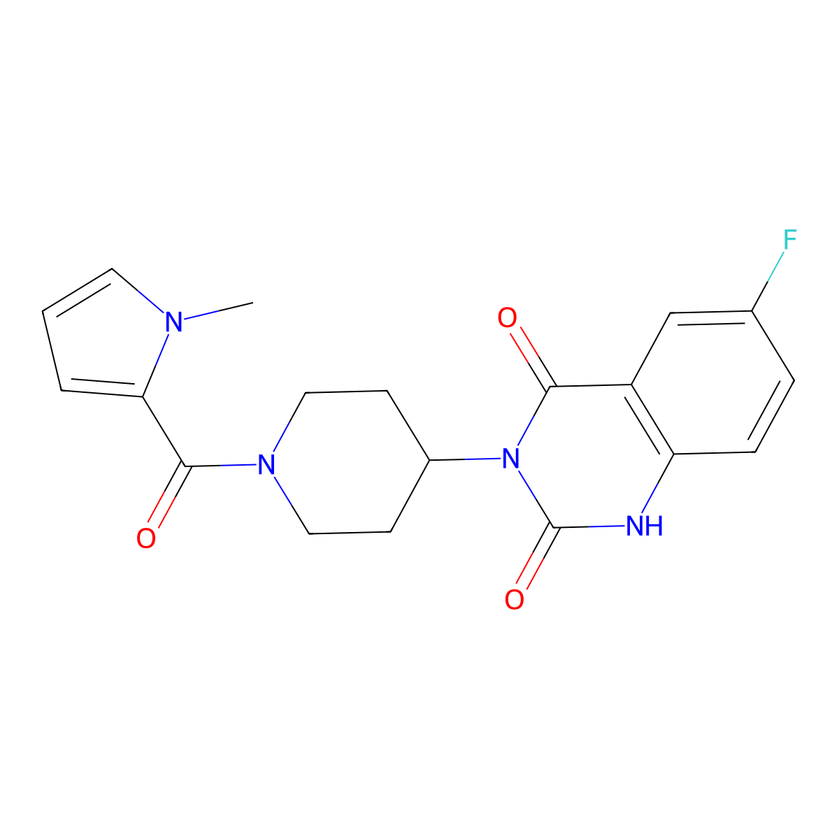 6-fluoro-3-(1-(1-methyl-1H-pyrrole-2-carbonyl)piperidin-4-yl)quinazoline-2,4(1H,3H)-dione molecular structure, CAS 1903435-14-2