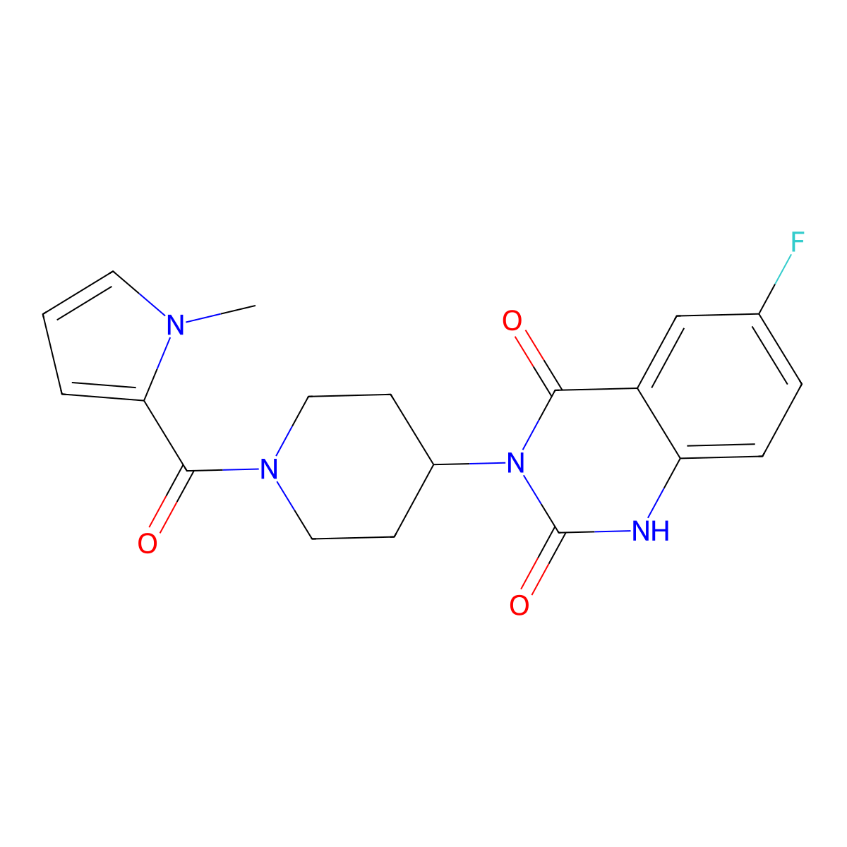 6-fluoro-3-(1-(1-methyl-1H-pyrrole-2-carbonyl)piperidin-4-yl)quinazoline-2,4(1H,3H)-dione molecular structure, CAS 1903435-14-2