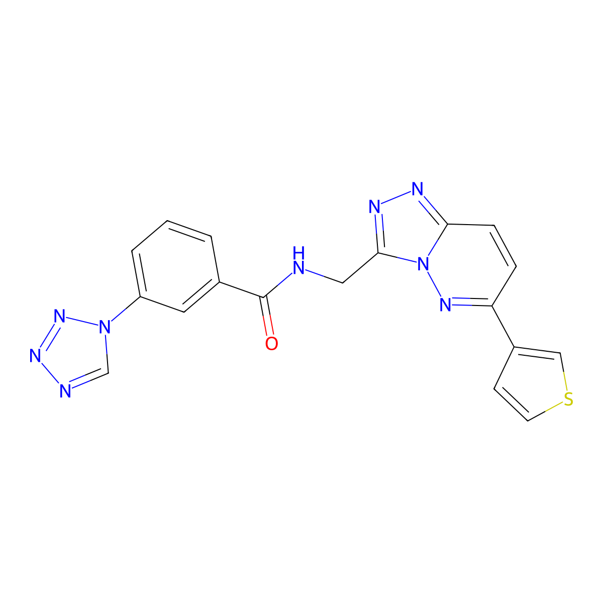 3-(1H-tetrazol-1-yl)-N-((6-(thiophen-3-yl)-[1,2,4]triazolo[4,3-b]pyridazin-3-yl)methyl)benzamide molecular structure, CAS 1903435-45-9