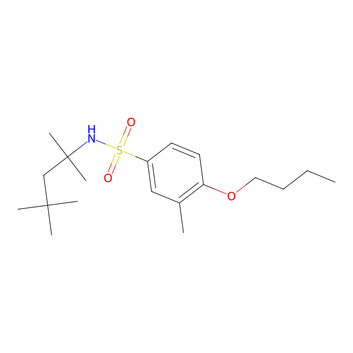 4-butoxy-3-methyl-N-(2,4,4-trimethylpentan-2-yl)benzene-1-sulfonamide molecular structure, CAS 1903435-65-3