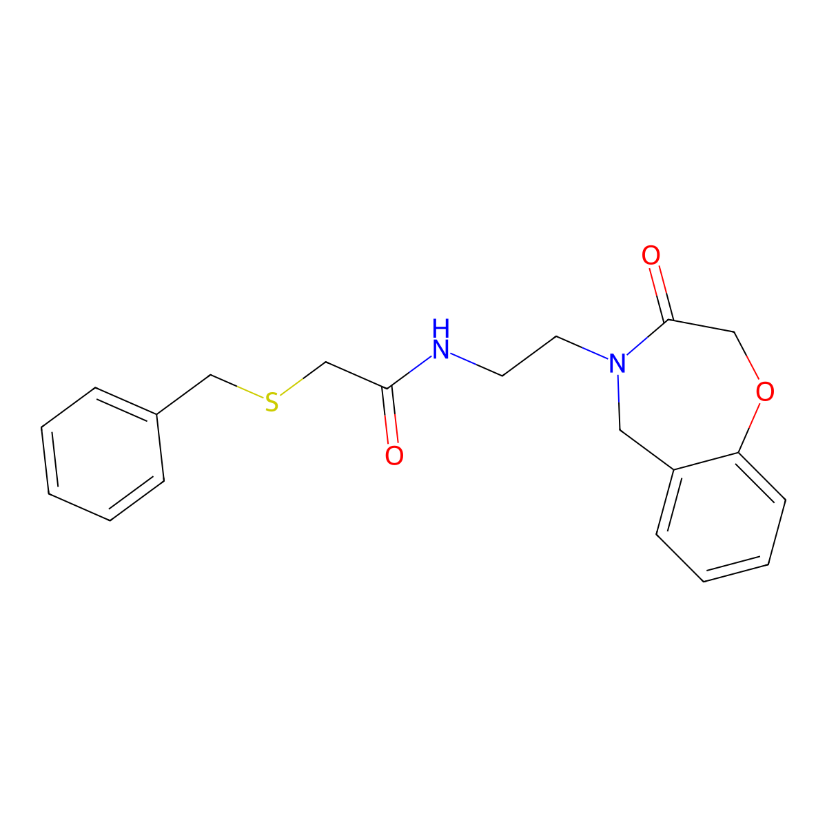 2-(benzylthio)-N-(2-(3-oxo-2,3-dihydrobenzo[f][1,4]oxazepin-4(5H)-yl)ethyl)acetamide molecular structure, CAS 1903437-28-4