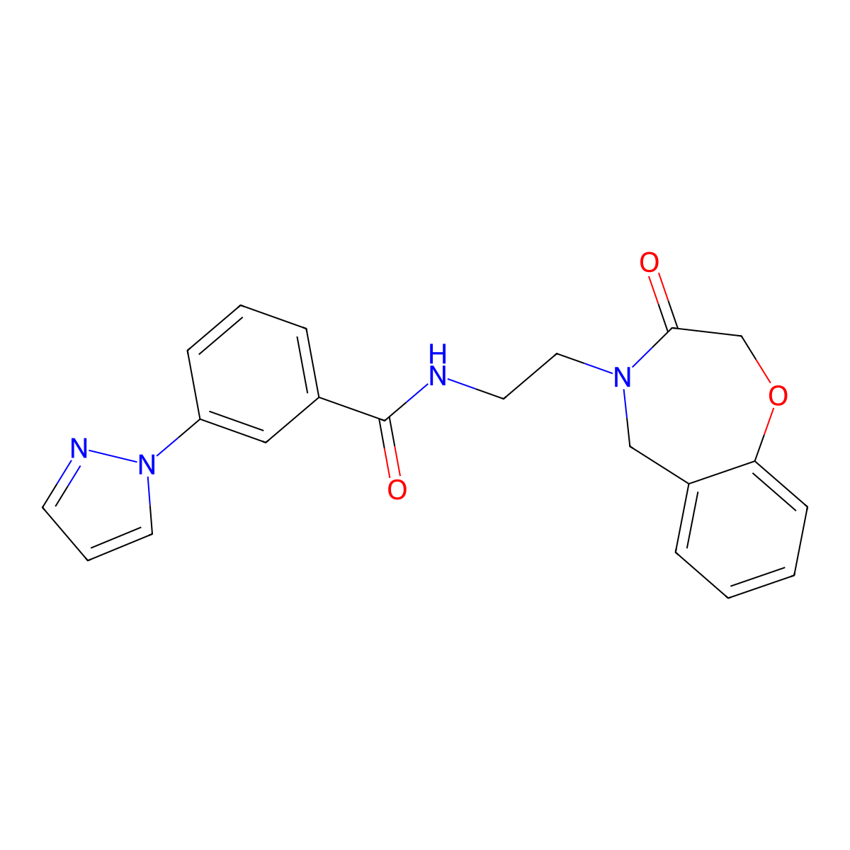 N-(2-(3-oxo-2,3-dihydrobenzo[f][1,4]oxazepin-4(5H)-yl)ethyl)-3-(1H-pyrazol-1-yl)benzamide molecular structure, CAS 1903437-50-2