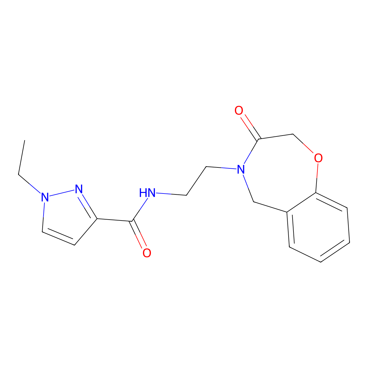 1-ethyl-N-(2-(3-oxo-2,3-dihydrobenzo[f][1,4]oxazepin-4(5H)-yl)ethyl)-1H-pyrazole-3-carboxamide molecular structure, CAS 1903437-66-0