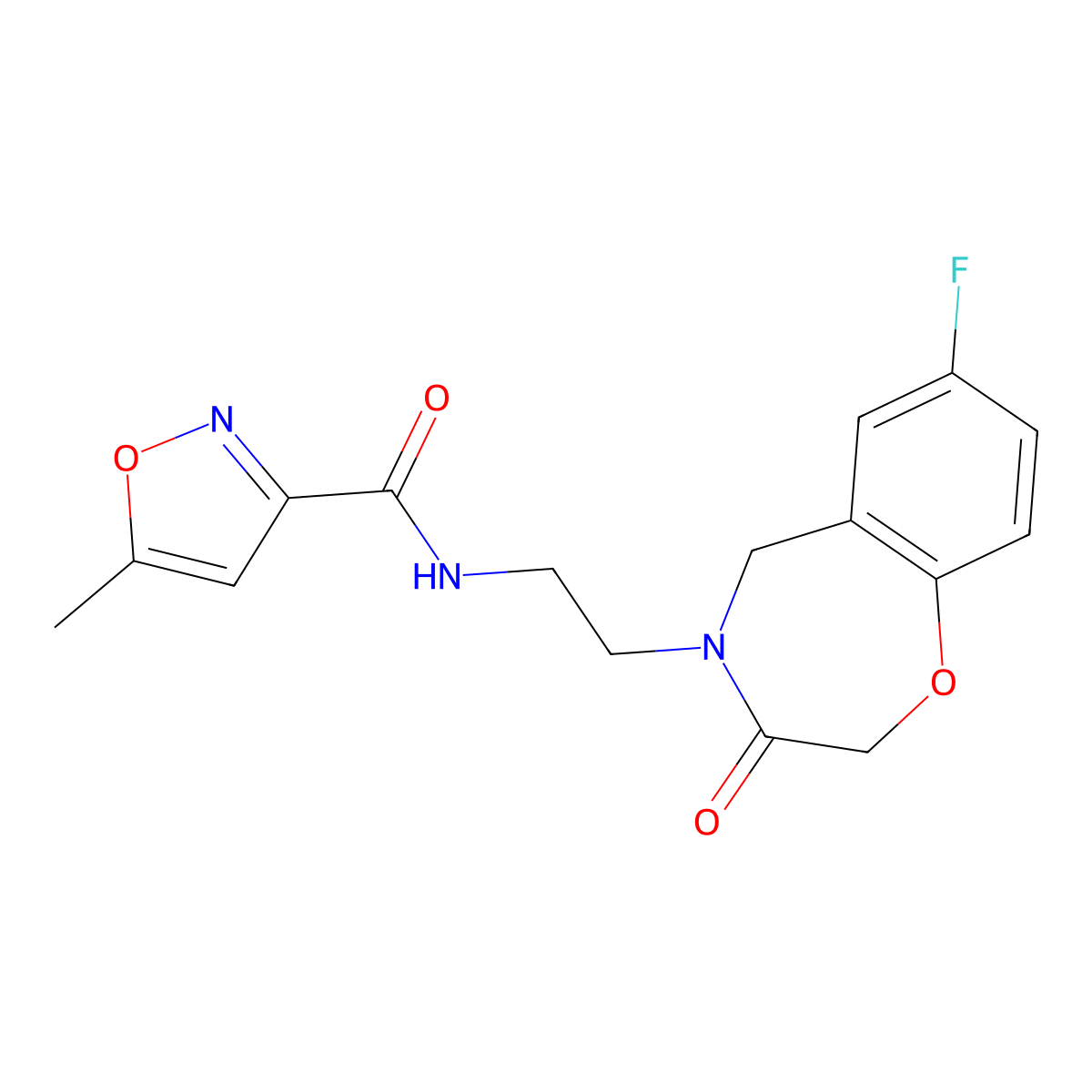 N-(2-(7-fluoro-3-oxo-2,3-dihydrobenzo[f][1,4]oxazepin-4(5H)-yl)ethyl)-5-methylisoxazole-3-carboxamide molecular structure, CAS 1903438-07-2