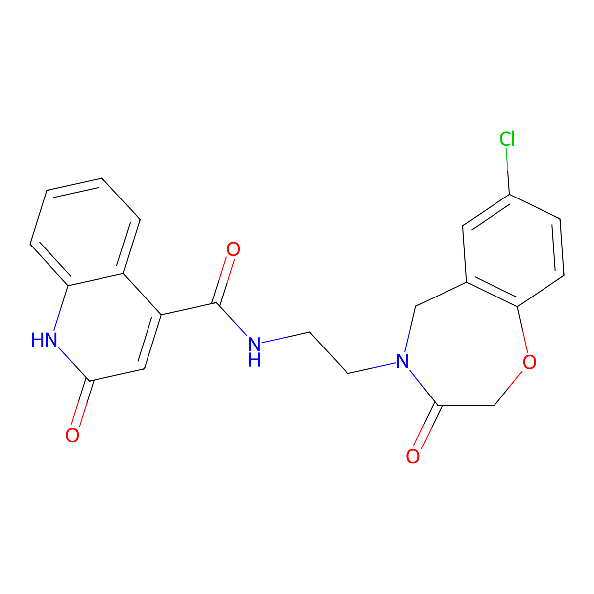N-(2-(7-chloro-3-oxo-2,3-dihydrobenzo[f][1,4]oxazepin-4(5H)-yl)ethyl)-2-hydroxyquinoline-4-carboxamide molecular structure, CAS 1903438-56-1