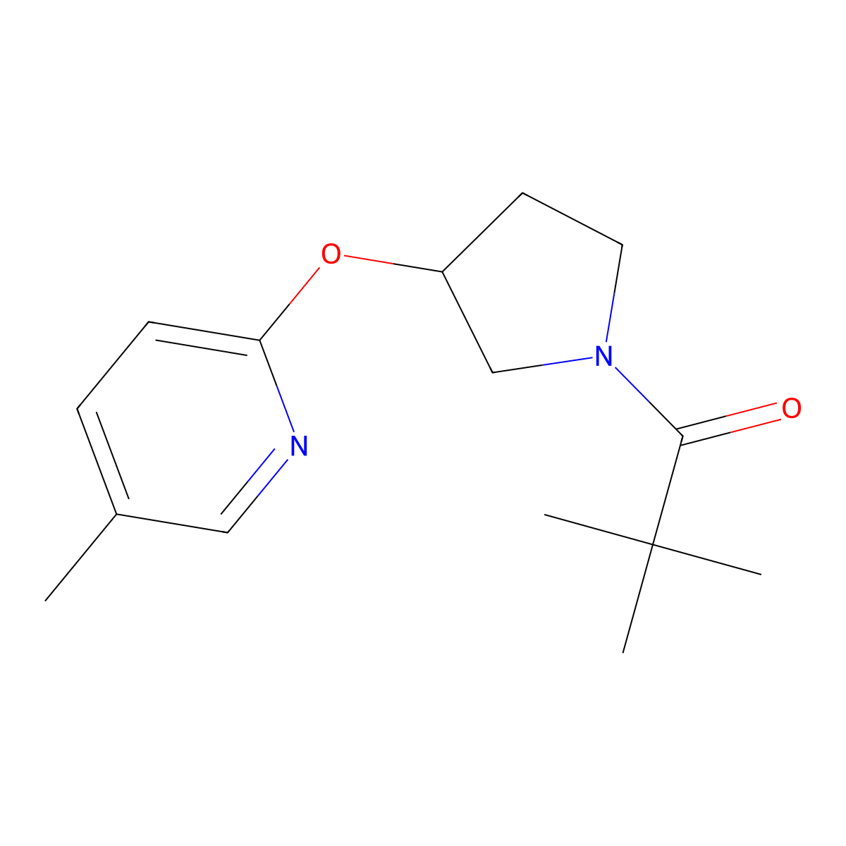 2,2-Dimethyl-1-{3-[(5-methylpyridin-2-yl)oxy]pyrrolidin-1-yl}propan-1-one molecular structure, CAS 1903439-46-2