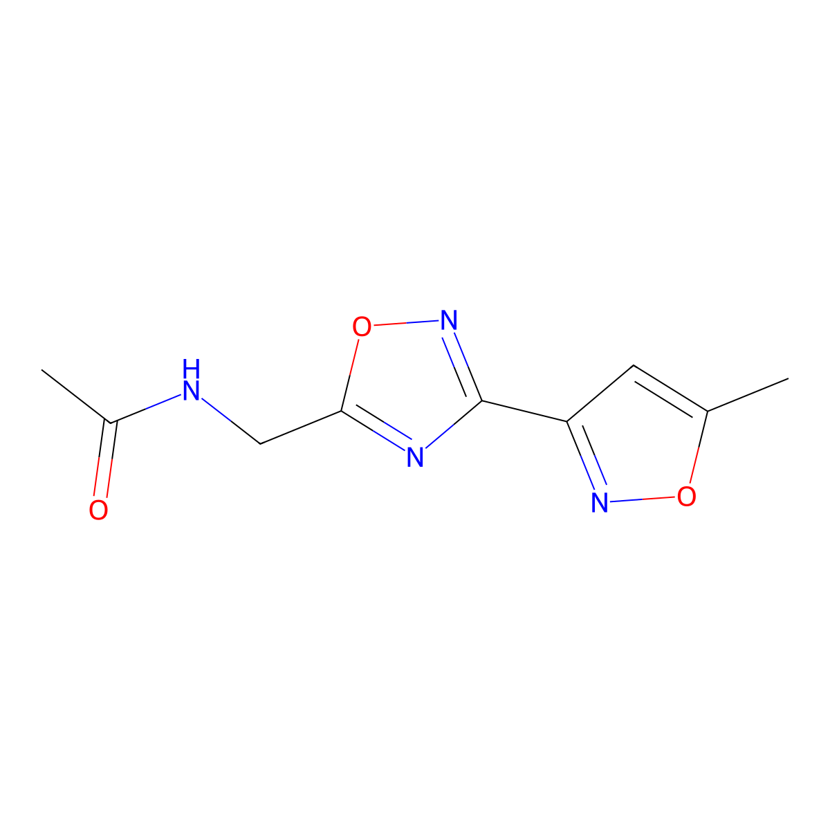 N-((3-(5-methylisoxazol-3-yl)-1,2,4-oxadiazol-5-yl)methyl)acetamide molecular structure, CAS 1903440-18-5