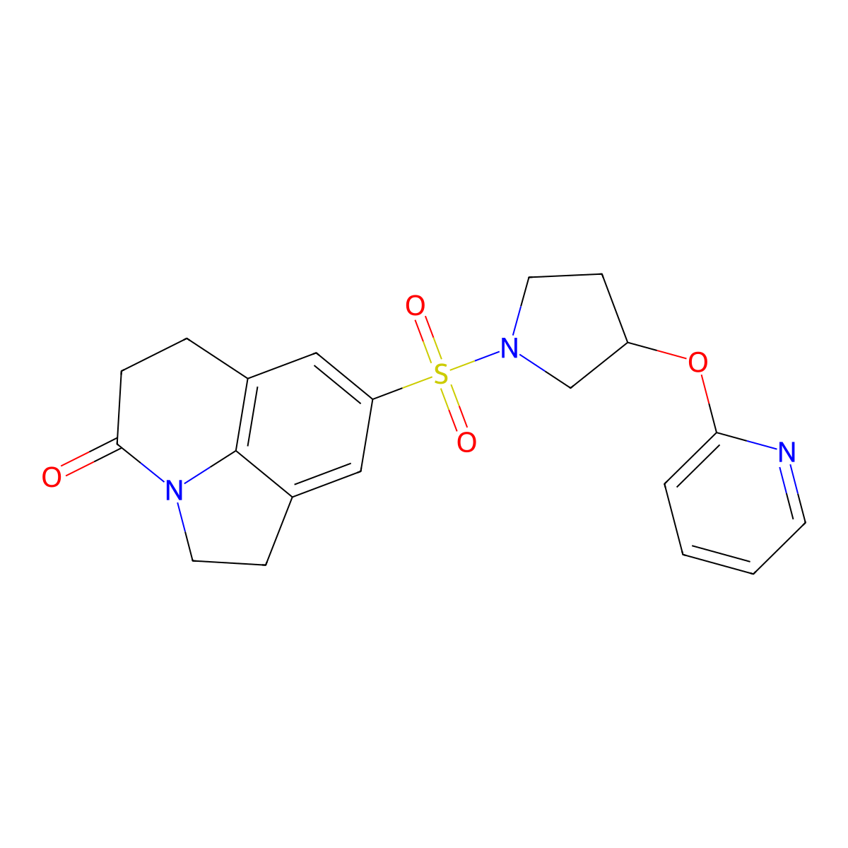 8-((3-(pyridin-2-yloxy)pyrrolidin-1-yl)sulfonyl)-5,6-dihydro-1H-pyrrolo[3,2,1-ij]quinolin-4(2H)-one molecular structure, CAS 1903440-63-0