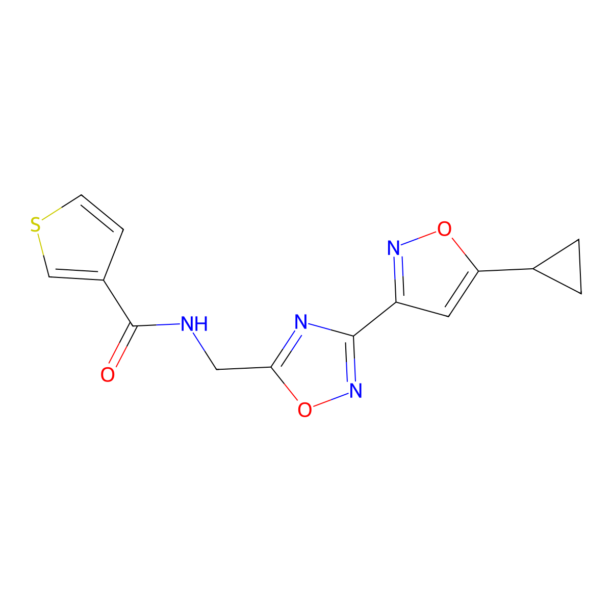 N-((3-(5-cyclopropylisoxazol-3-yl)-1,2,4-oxadiazol-5-yl)methyl)thiophene-3-carboxamide molecular structure, CAS 1903440-66-3