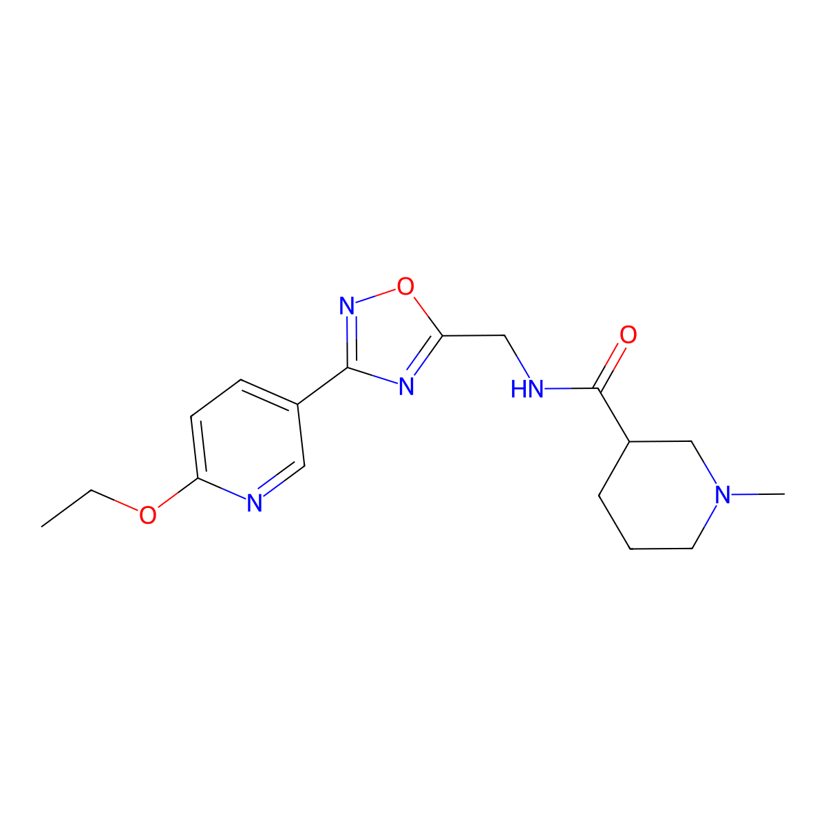 N-{[3-(6-ethoxypyridin-3-yl)-1,2,4-oxadiazol-5-yl]methyl}-1-methylpiperidine-3-carboxamide molecular structure, CAS 1903440-75-4