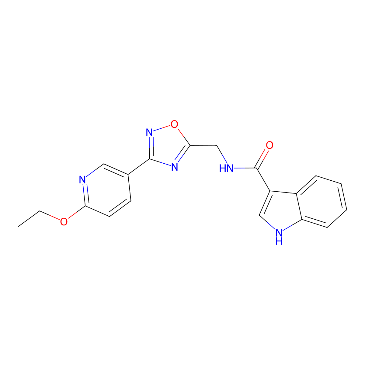 N-{[3-(6-ethoxypyridin-3-yl)-1,2,4-oxadiazol-5-yl]methyl}-1H-indole-3-carboxamide molecular structure, CAS 1903440-85-6