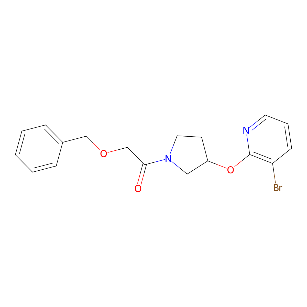 2-(Benzyloxy)-1-(3-((3-bromopyridin-2-yl)oxy)pyrrolidin-1-yl)ethanone molecular structure, CAS 1903442-13-6