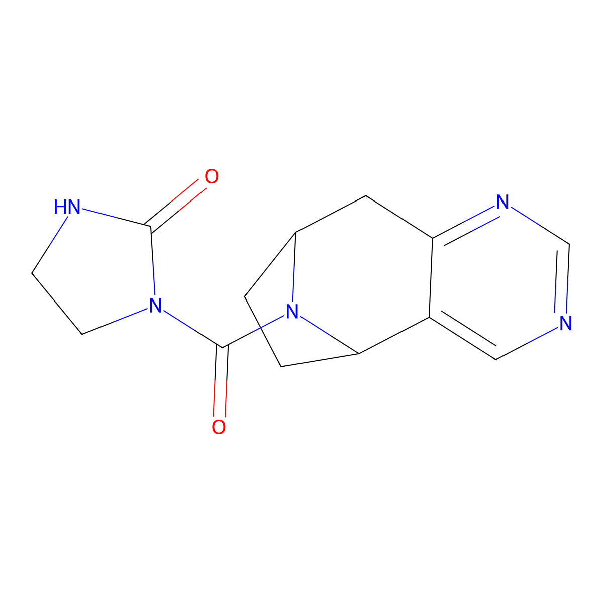 1-{4,6,12-Triazatricyclo[7.2.1.0^{2,7}]dodeca-2(7),3,5-triene-12-carbonyl}imidazolidin-2-one molecular structure, CAS 1903442-25-0