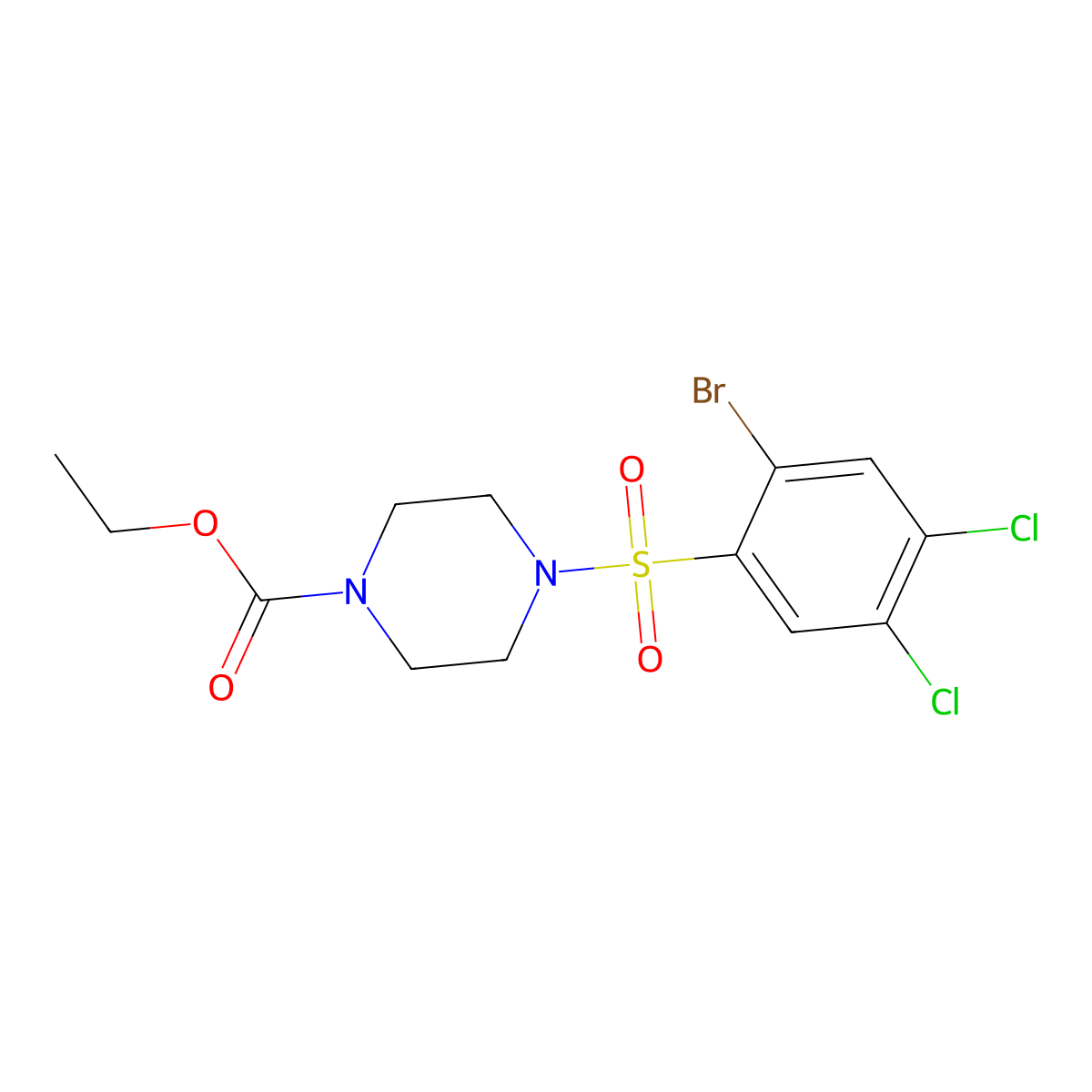 Ethyl 4-(2-bromo-4,5-dichlorobenzenesulfonyl)piperazine-1-carboxylate molecular structure, CAS 1903443-52-6