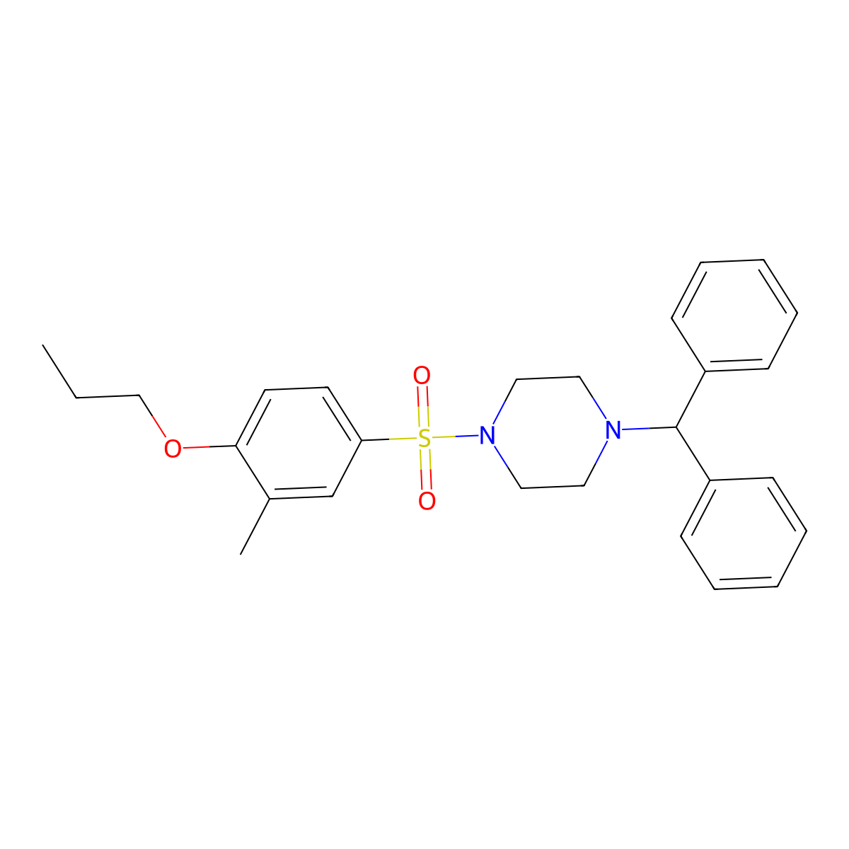 1-(Diphenylmethyl)-4-(3-methyl-4-propoxybenzenesulfonyl)piperazine molecular structure, CAS 1903444-04-1