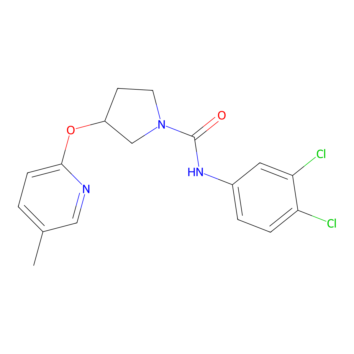 N-(3,4-dichlorophenyl)-3-[(5-methylpyridin-2-yl)oxy]pyrrolidine-1-carboxamide molecular structure, CAS 1903449-39-7