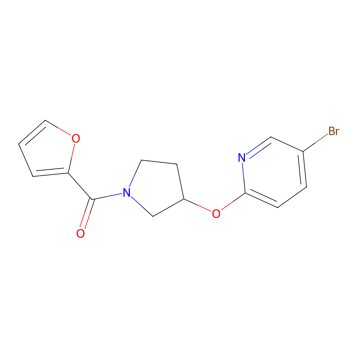 (3-((5-Bromopyridin-2-yl)oxy)pyrrolidin-1-yl)(furan-2-yl)methanone molecular structure, CAS 1903449-76-2