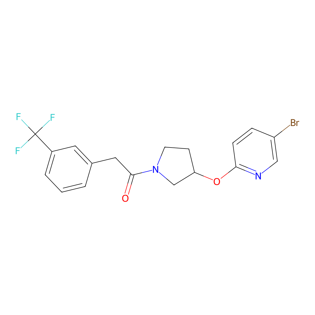 1-{3-[(5-Bromopyridin-2-yl)oxy]pyrrolidin-1-yl}-2-[3-(trifluoromethyl)phenyl]ethan-1-one molecular structure, CAS 1903450-02-1