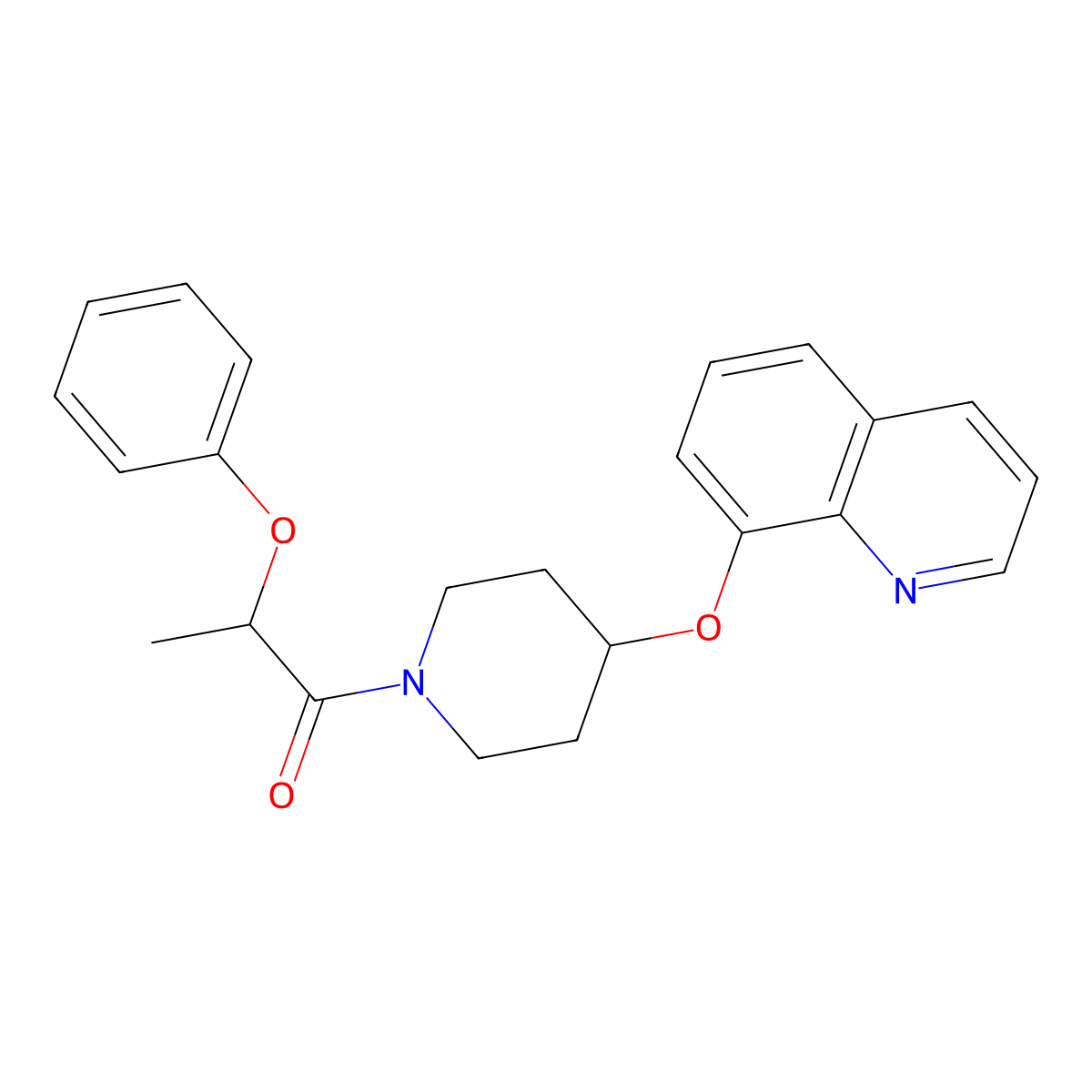 2-Phenoxy-1-(4-(quinolin-8-yloxy)piperidin-1-yl)propan-1-one molecular structure, CAS 1903455-28-6