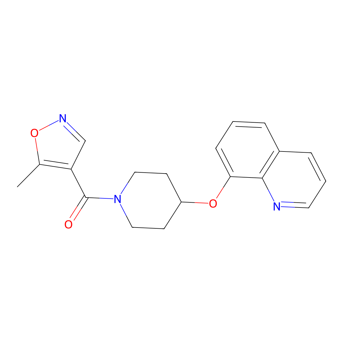 (5-Methylisoxazol-4-yl)(4-(quinolin-8-yloxy)piperidin-1-yl)methanone molecular structure, CAS 1903456-46-1