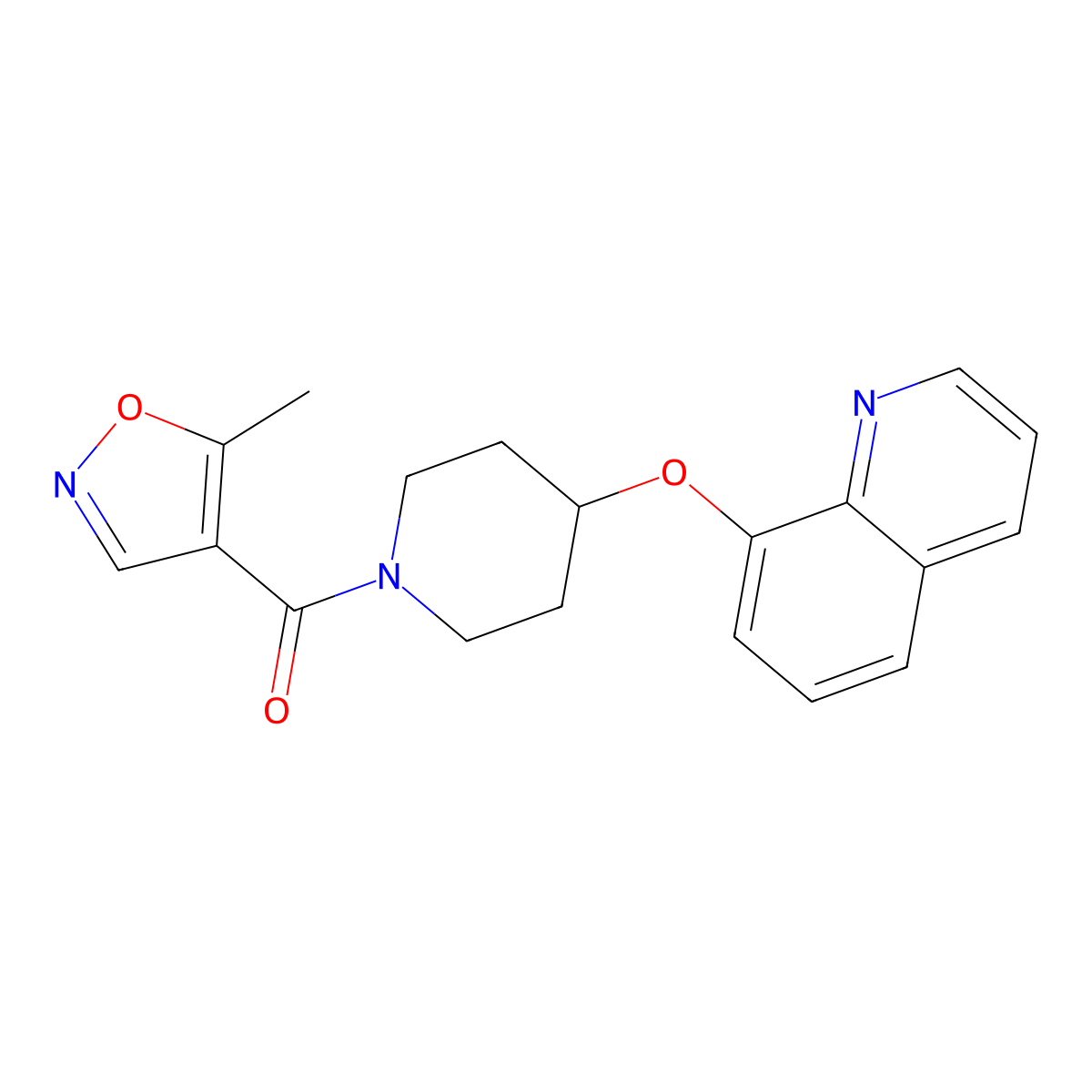 (5-Methylisoxazol-4-yl)(4-(quinolin-8-yloxy)piperidin-1-yl)methanone molecular structure, CAS 1903456-46-1