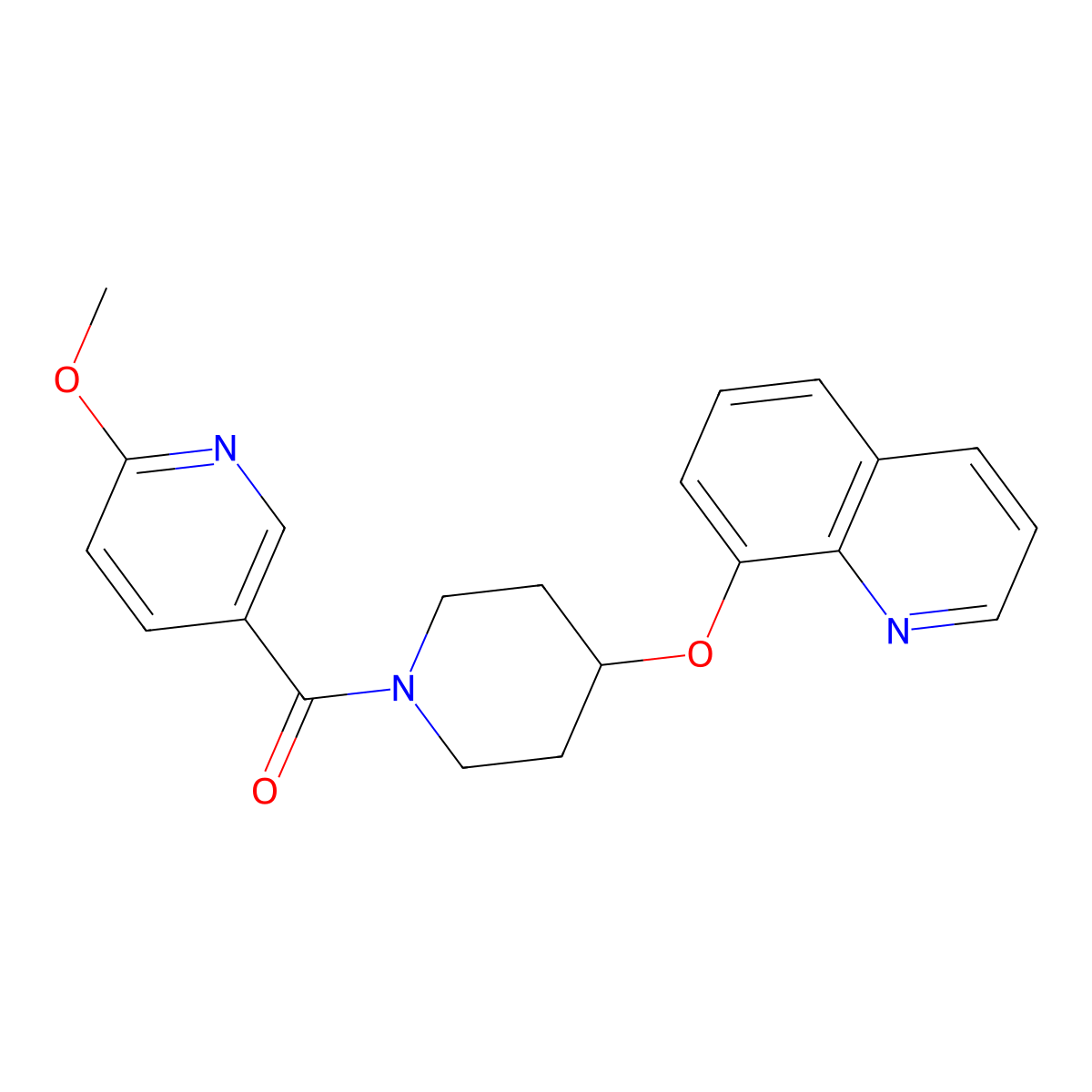 8-{[1-(6-Methoxypyridine-3-carbonyl)piperidin-4-yl]oxy}quinoline molecular structure, CAS 1903456-67-6