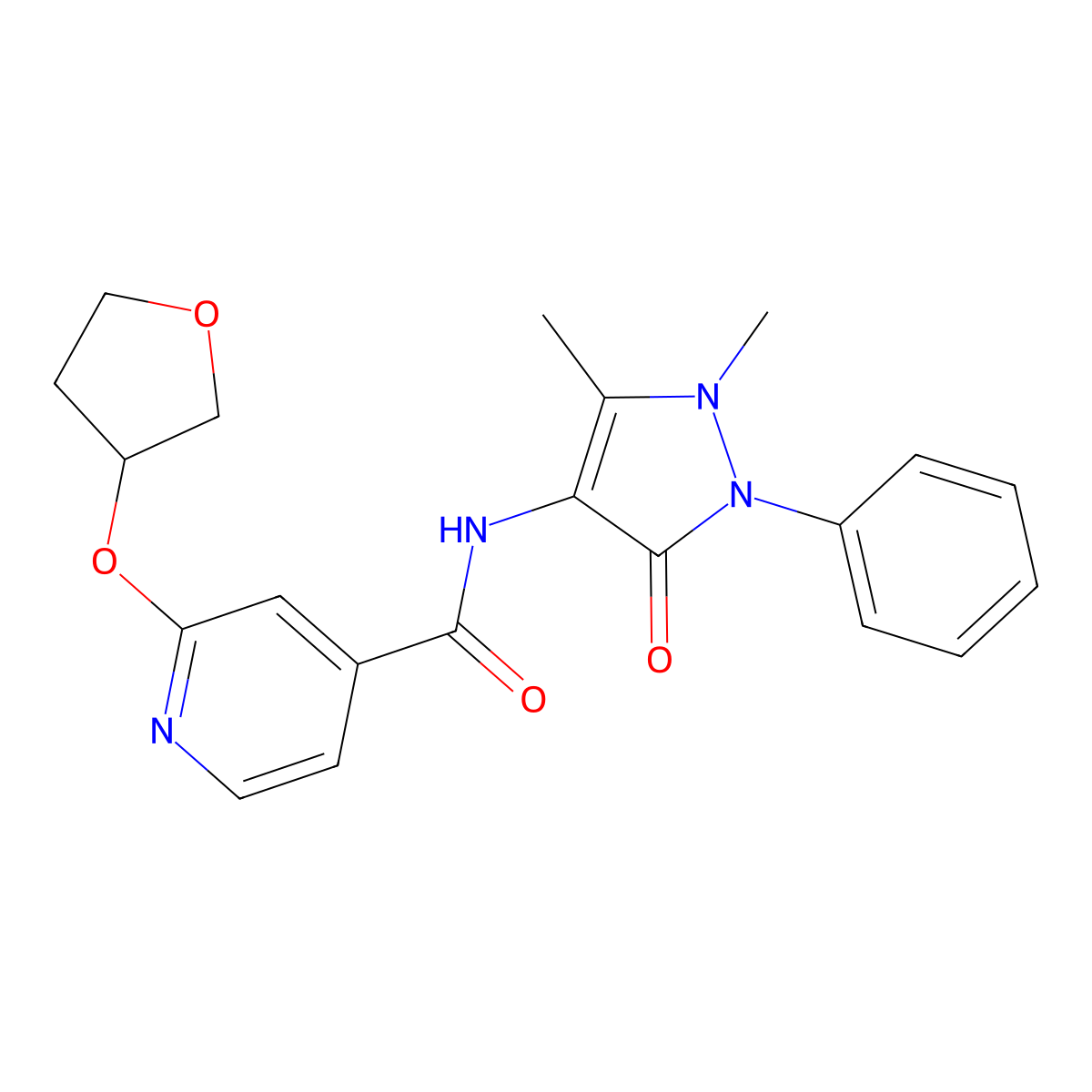 N-(1,5-dimethyl-3-oxo-2-phenyl-2,3-dihydro-1H-pyrazol-4-yl)-2-((tetrahydrofuran-3-yl)oxy)isonicotinamide molecular structure, CAS 1903459-32-4