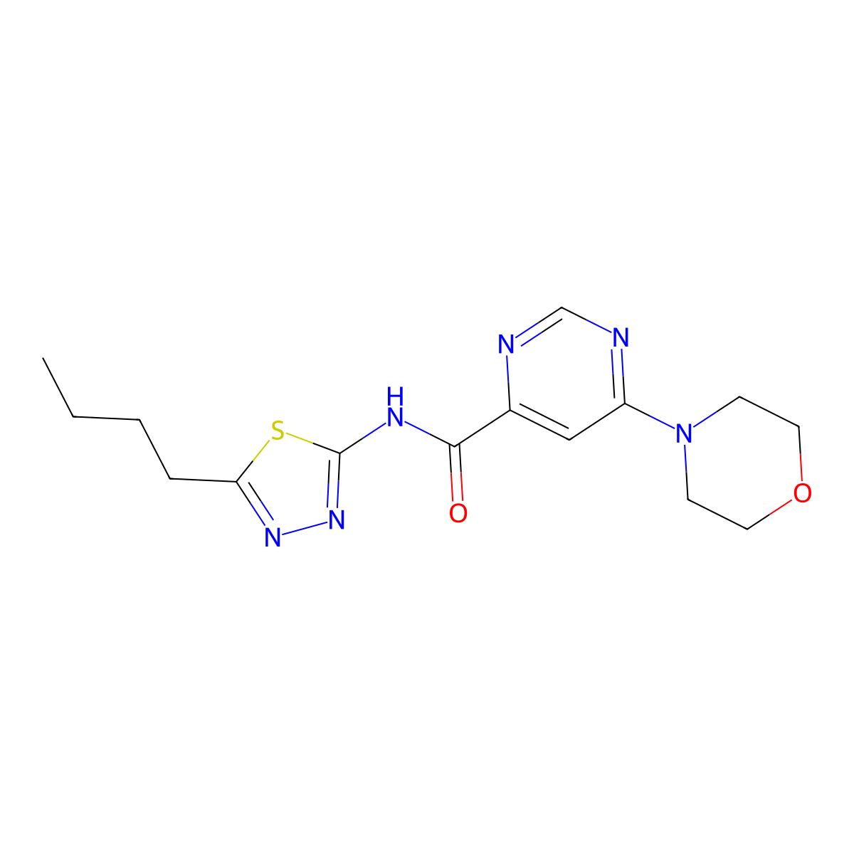 N-(5-butyl-1,3,4-thiadiazol-2-yl)-6-morpholinopyrimidine-4-carboxamide molecular structure, CAS 1903461-35-7