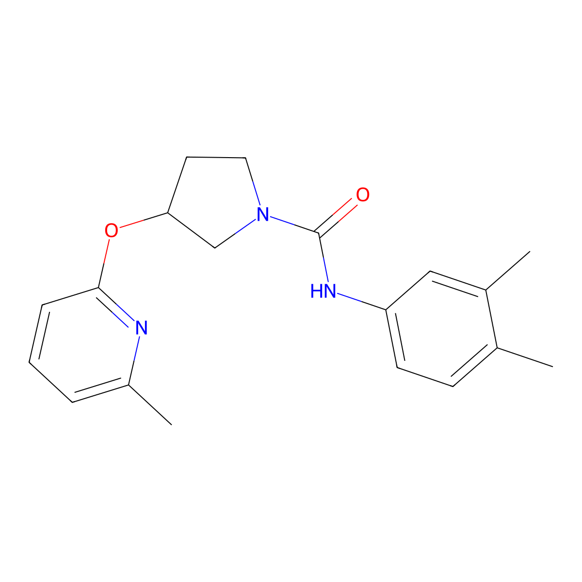 N-(3,4-dimethylphenyl)-3-[(6-methylpyridin-2-yl)oxy]pyrrolidine-1-carboxamide molecular structure, CAS 1903464-59-4