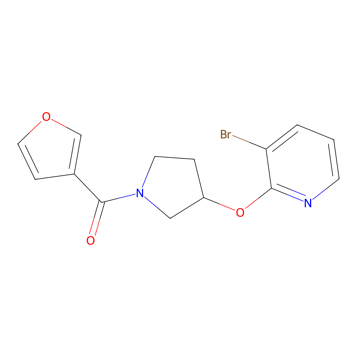 (3-((3-Bromopyridin-2-yl)oxy)pyrrolidin-1-yl)(furan-3-yl)methanone molecular structure, CAS 1903464-93-6