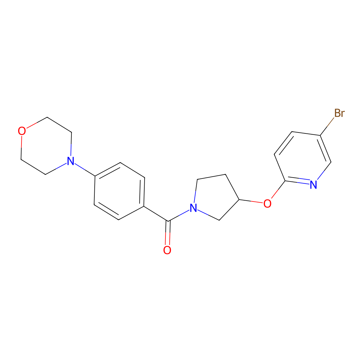 (3-((5-Bromopyridin-2-yl)oxy)pyrrolidin-1-yl)(4-morpholinophenyl)methanone molecular structure, CAS 1903466-92-1