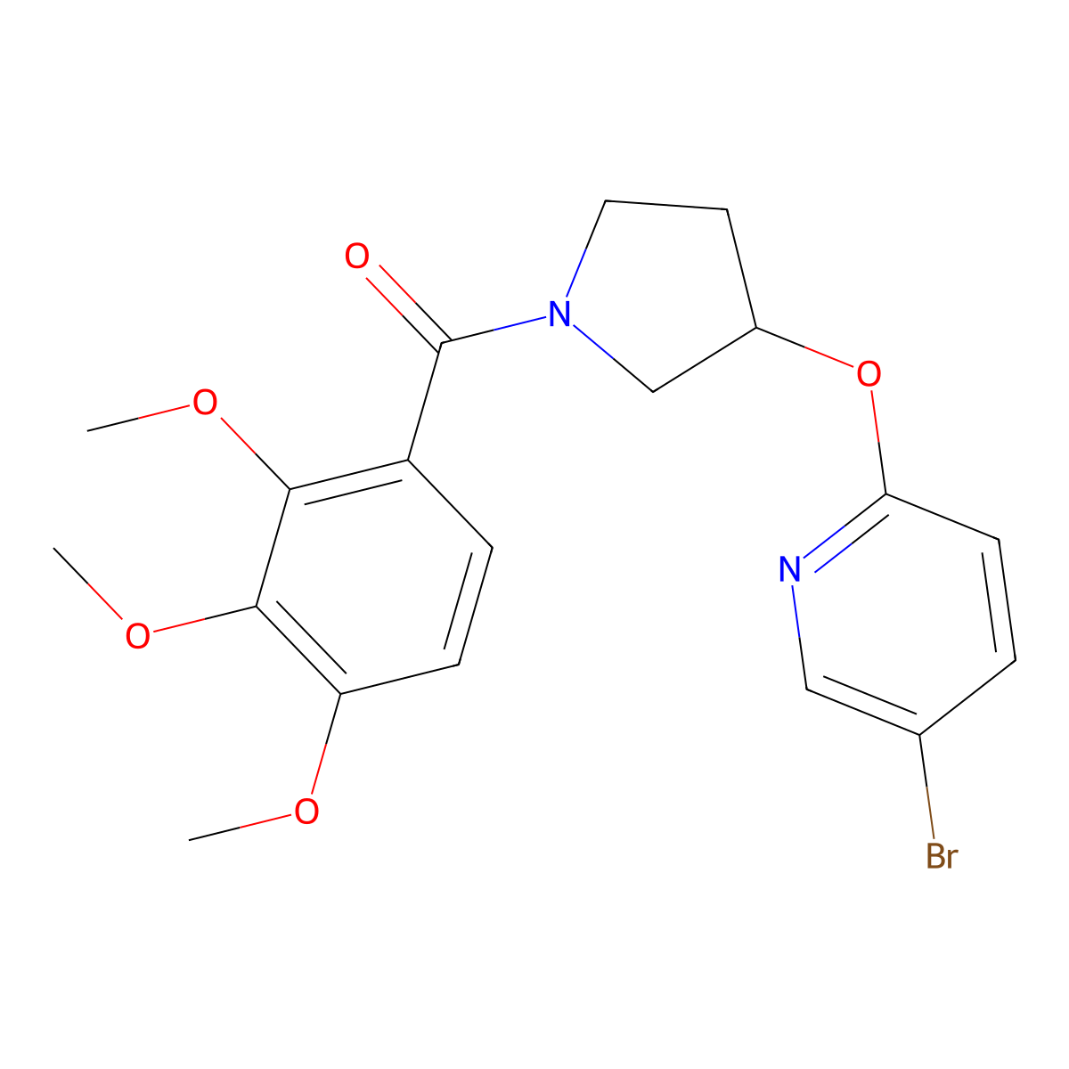 (3-((5-Bromopyridin-2-yl)oxy)pyrrolidin-1-yl)(2,3,4-trimethoxyphenyl)methanone molecular structure, CAS 1903466-98-7