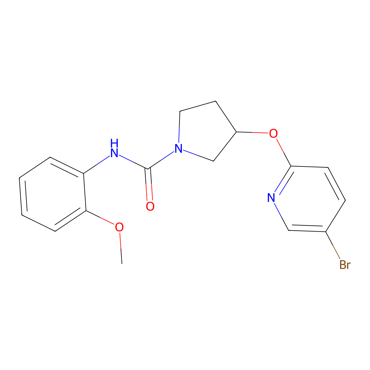 3-((5-bromopyridin-2-yl)oxy)-N-(2-methoxyphenyl)pyrrolidine-1-carboxamide molecular structure, CAS 1903467-16-2