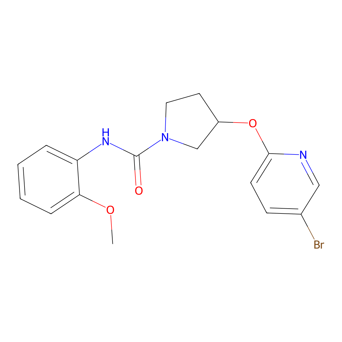 3-((5-bromopyridin-2-yl)oxy)-N-(2-methoxyphenyl)pyrrolidine-1-carboxamide molecular structure, CAS 1903467-16-2