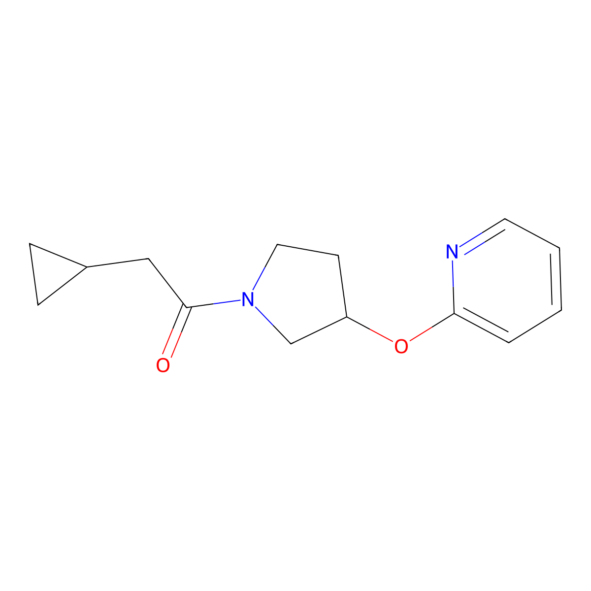 2-Cyclopropyl-1-(3-(pyridin-2-yloxy)pyrrolidin-1-yl)ethanone molecular structure, CAS 1903470-01-8