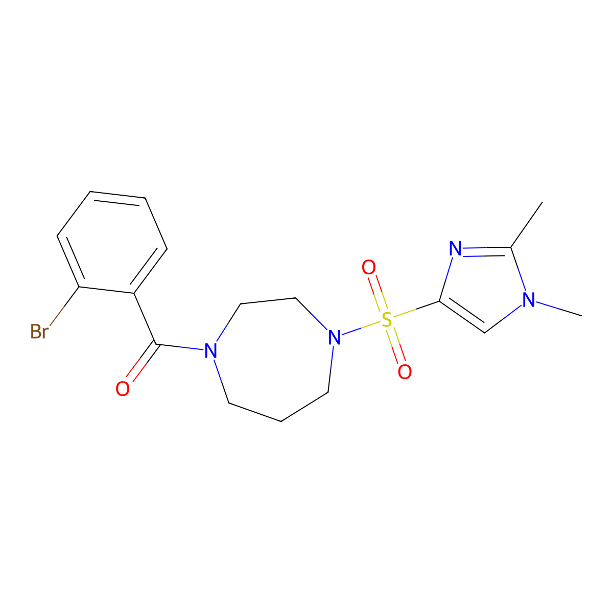(2-bromophenyl)(4-((1,2-dimethyl-1H-imidazol-4-yl)sulfonyl)-1,4-diazepan-1-yl)methanone molecular structure, CAS 1903471-12-4