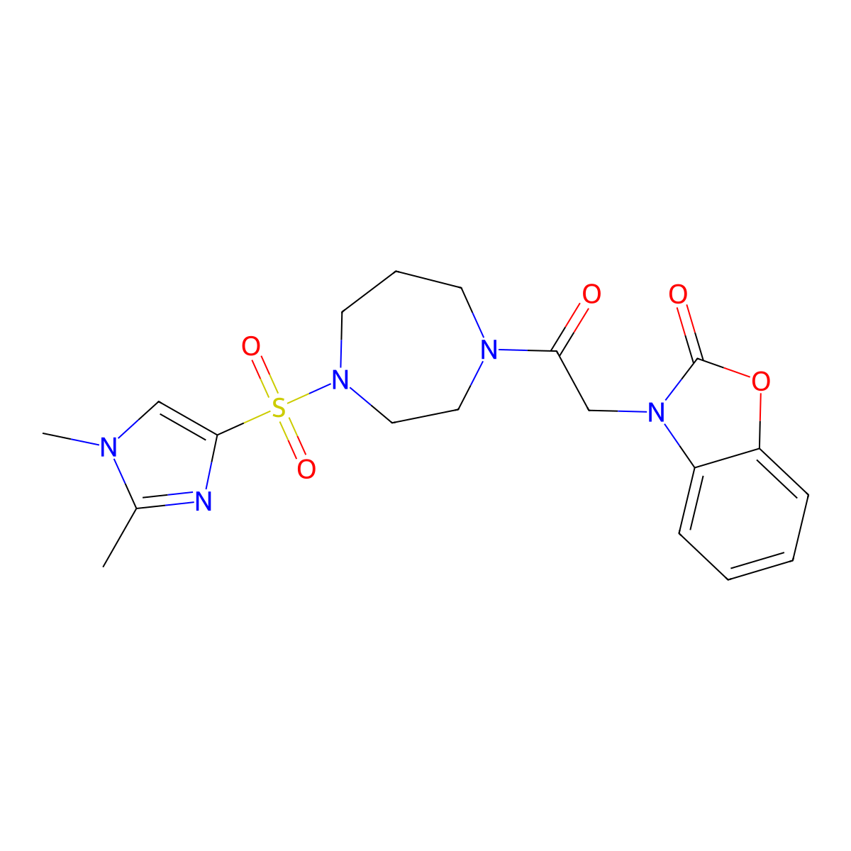 3-(2-(4-((1,2-dimethyl-1H-imidazol-4-yl)sulfonyl)-1,4-diazepan-1-yl)-2-oxoethyl)benzo[d]oxazol-2(3H)-one molecular structure, CAS 1903471-38-4