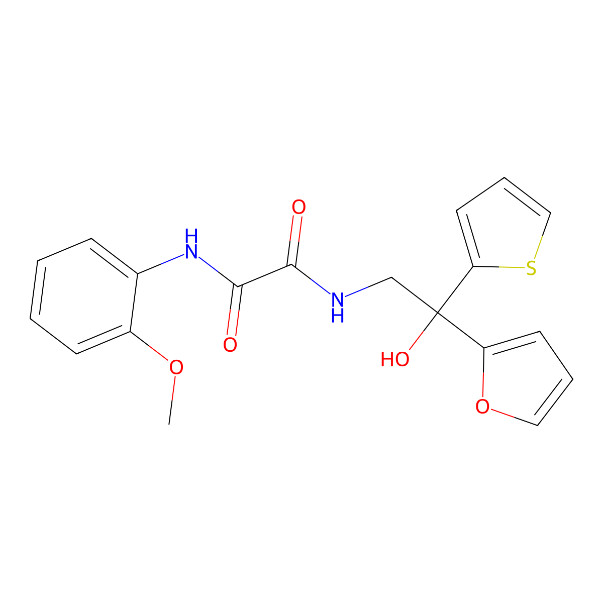 N1-(2-(furan-2-yl)-2-hydroxy-2-(thiophen-2-yl)ethyl)-N2-(2-methoxyphenyl)oxalamide molecular structure, CAS 1903473-78-8