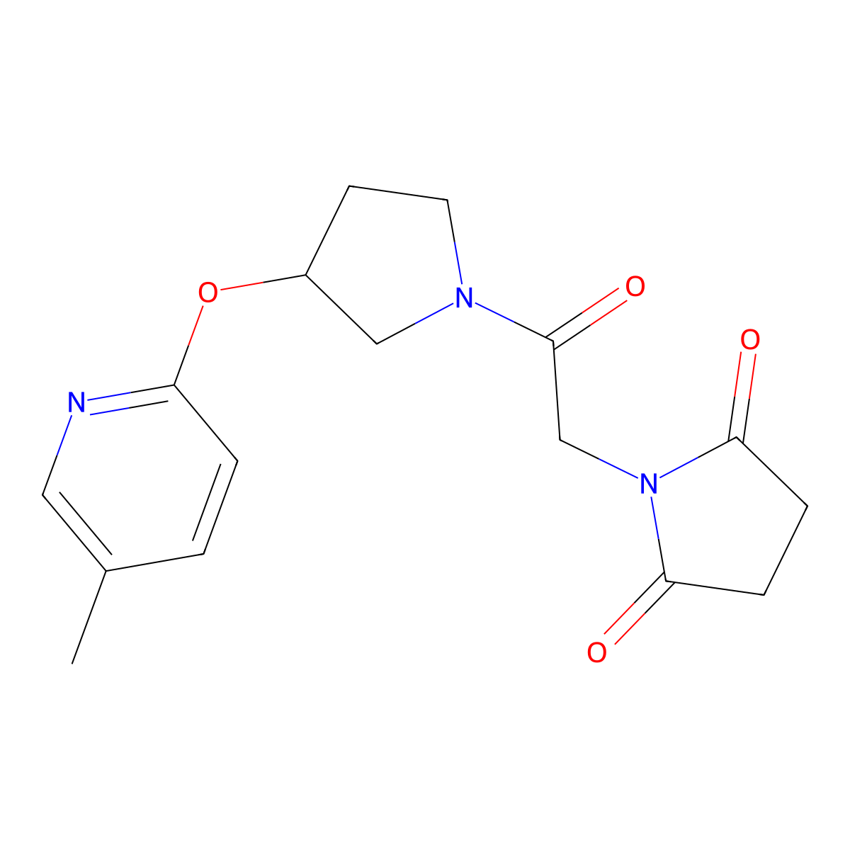 1-(2-{3-[(5-Methylpyridin-2-yl)oxy]pyrrolidin-1-yl}-2-oxoethyl)pyrrolidine-2,5-dione molecular structure, CAS 1903474-80-5