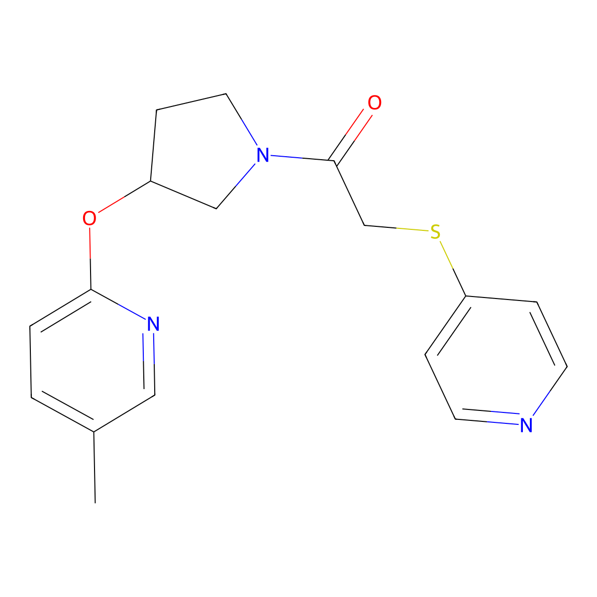 1-(3-((5-Methylpyridin-2-yl)oxy)pyrrolidin-1-yl)-2-(pyridin-4-ylthio)ethanone molecular structure, CAS 1903475-20-6